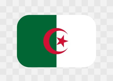 Rounded rectangle flag of Algeria Stock Illustration