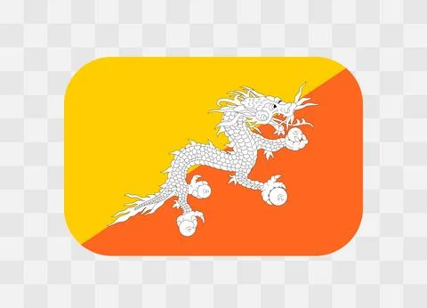 Rounded rectangle flag of Bhutan Stock Illustration