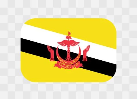 Rounded rectangle flag of Brunei Stock Illustration