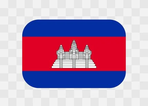 Rounded rectangle flag of Cambodia Illustrazione stock
