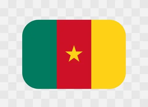 Rounded rectangle flag of Cameroon Stock Illustration