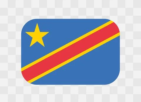 Rounded rectangle flag of Democratic Republic of the Congo Illustrazione stock