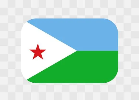 Rounded rectangle flag of Djibouti Illustrazione stock