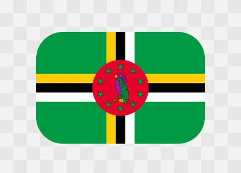 Rounded rectangle flag of Dominica Stock Illustration