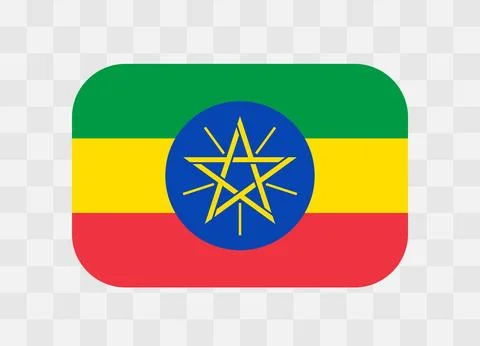 Rounded rectangle flag of Ethiopia Stock Illustration