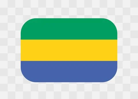 Rounded rectangle flag of Gabon Stock Illustration