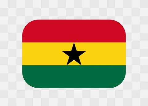 Rounded rectangle flag of Ghana Stock Illustration