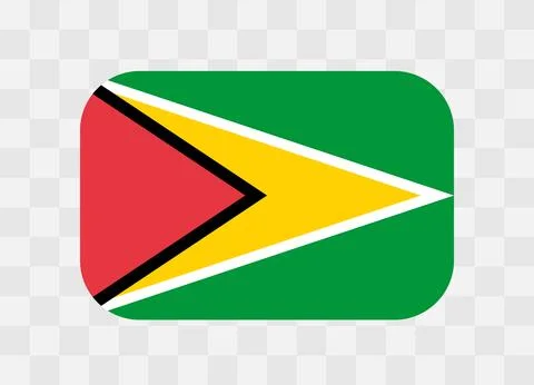 Rounded rectangle flag of Guyana Illustrazione stock