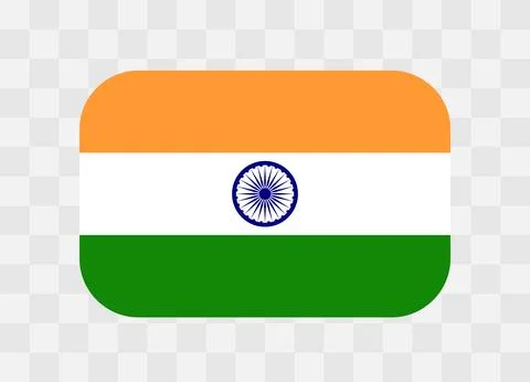 Rounded rectangle flag of India Stock Illustration