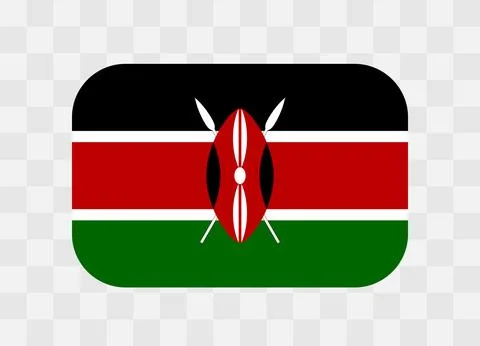 Rounded rectangle flag of Kenya Stock Illustration