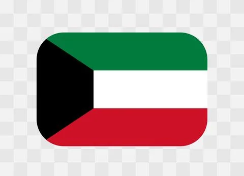 Rounded rectangle flag of Kuwait Stock Illustration