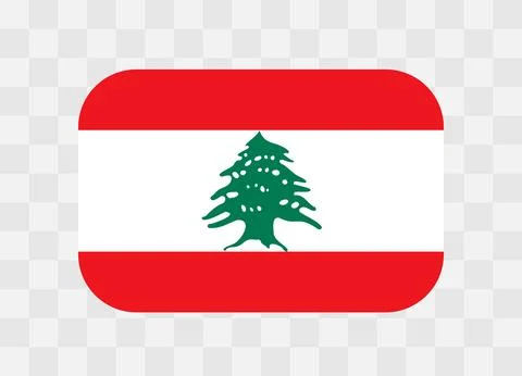 Rounded rectangle flag of Lebanon Stock Illustration