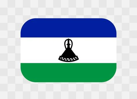 Rounded rectangle flag of Lesotho Stock Illustration
