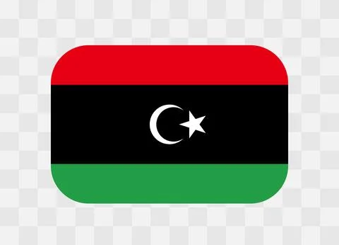 Rounded rectangle flag of Libya Illustrazione stock