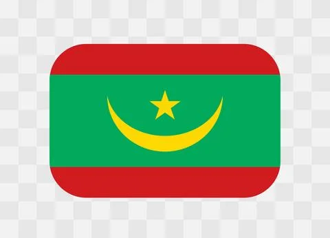 Rounded rectangle flag of Mauritania Stock Illustration