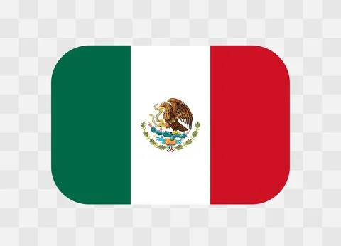 Rounded rectangle flag of Mexico 스톡 일러스트