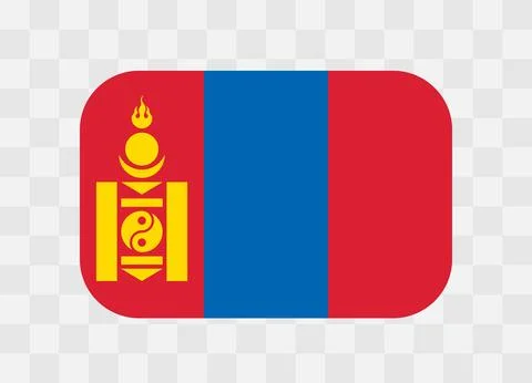 Rounded rectangle flag of Mongolia Stock Illustration
