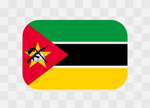 Rounded rectangle flag of Mozambique Stock Illustration