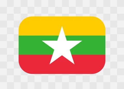 Rounded rectangle flag of Myanmar Stock Illustration