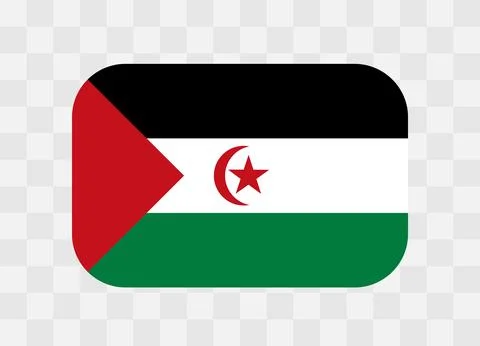 Rounded rectangle flag of Sahrawi Arab Democratic Republic Illustrazione stock