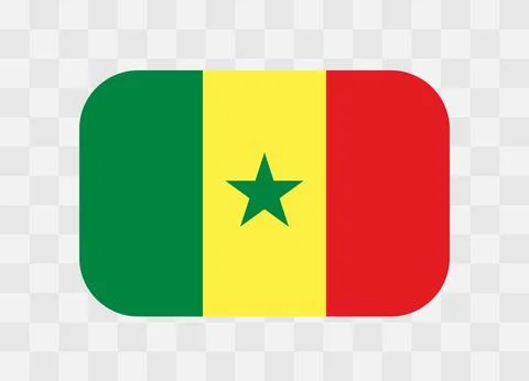 Rounded rectangle flag of Senegal Stock Illustration