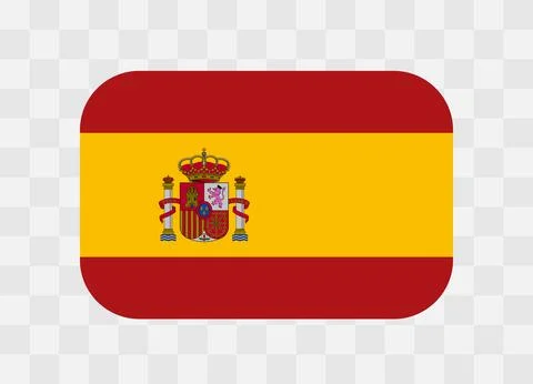 Rounded rectangle flag of Spain Illustrazione stock