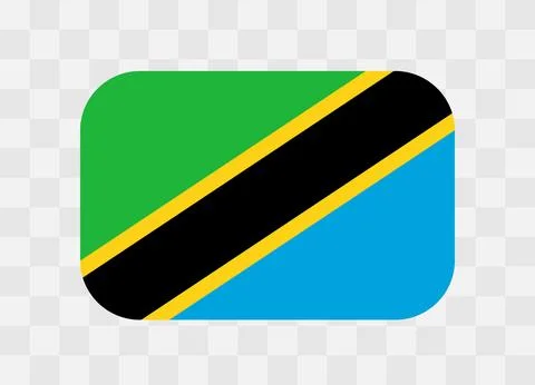 Rounded rectangle flag of Tanzania Stock Illustration