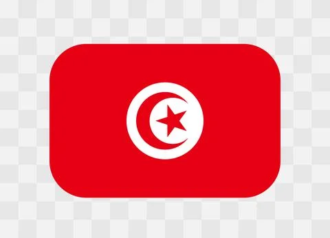 Rounded rectangle flag of Tunisia Illustrazione stock