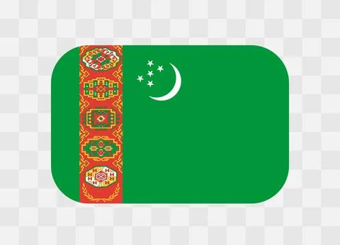 Rounded rectangle flag of Turkmenistan Stock Illustration