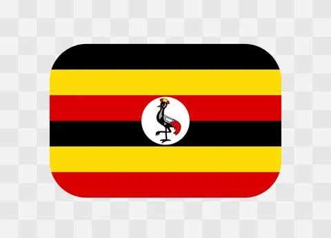 Rounded rectangle flag of Uganda 스톡 일러스트