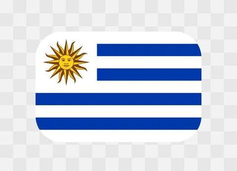 Rounded rectangle flag of Uruguay Stock Illustration