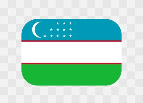 Rounded rectangle flag of Uzbekistan Stock Illustration