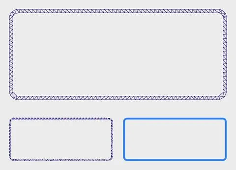 Rounded Rectangle Frame Vector Mesh Network Model and Triangle Mosaic Icon 스톡 일러스트