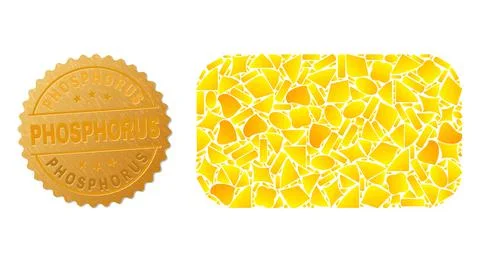 Rounded Rectangle Icon Collage of Gold Parts and Metallic Phosphorus Seal Stockillustratie