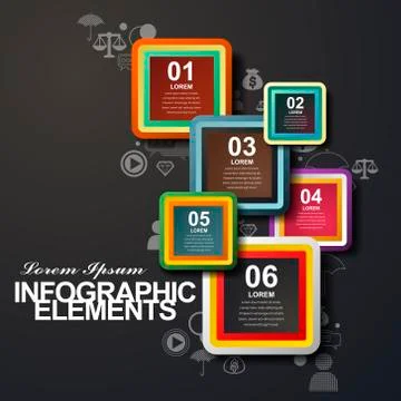 Rounded rectangle label infographic elements Stock Illustration