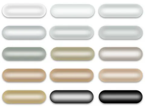 Rounded Rectangle Pearl Buttons Set Isolated on White Background Stock Illustration