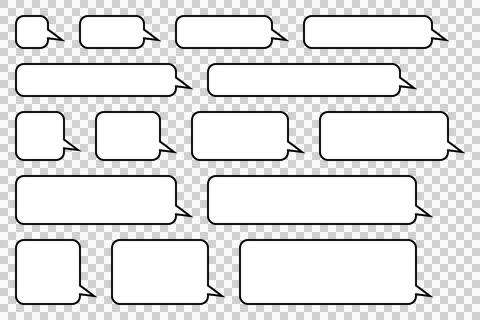 Rounded rectangle speech balloon set of various sizes Stock-Illustration