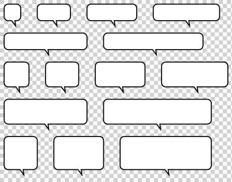 Rounded rectangle speech balloon set of various sizes Stock Illustration