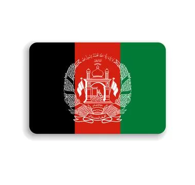 Rounded rectangle vector flag of Afghanistan Illustrazione stock