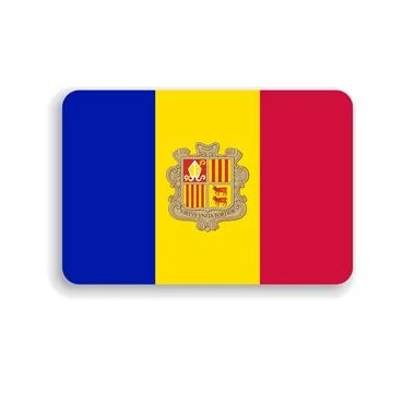 Rounded rectangle vector flag of Andorra Stock Illustration