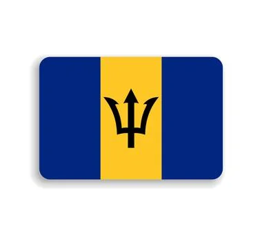 Rounded rectangle vector flag of Barbados Stock Illustration