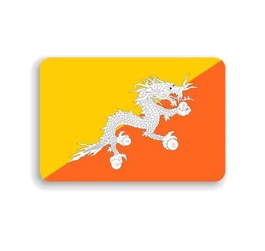 Rounded rectangle vector flag of Bhutan Stock Illustration