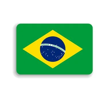 Rounded rectangle vector flag of Brazil Stock Illustration