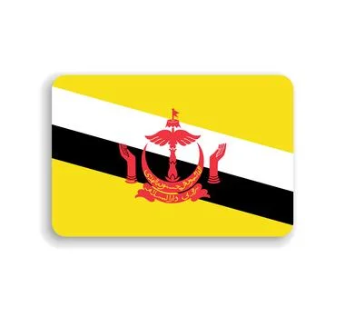 Rounded rectangle vector flag of Brunei Stock Illustration