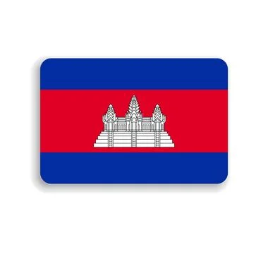 Rounded rectangle vector flag of Cambodia 库存插图