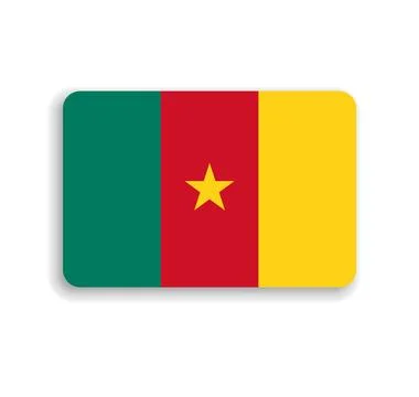 Rounded rectangle vector flag of Cameroon Stock Illustration