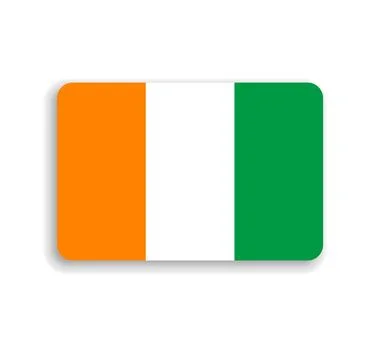 Rounded rectangle vector flag of Cote d Ivoire 스톡 일러스트