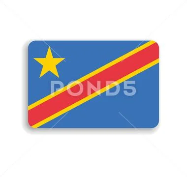 Rounded rectangle vector flag of Democratic Republic of the Congo Stockillustratie