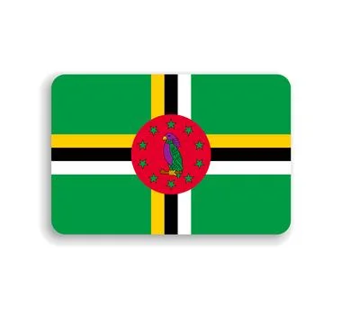 Rounded rectangle vector flag of Dominica Stock Illustration