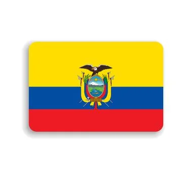 Rounded rectangle vector flag of Ecuador Stock Illustration